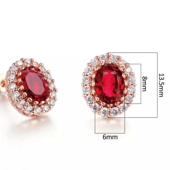 NEW Rose Gold Oval Diamond Halo Stud Earrings - Picture 7 of 8